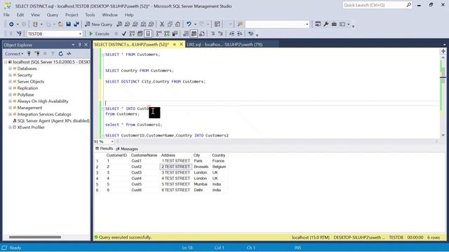 Hands on SQL SELECT DISTINCT/SELECT INTO/WHERE/IN/AND/OR/NOT/BETWEEN with Complete SQL queries смотреть онлайн