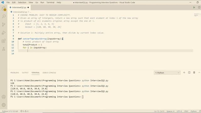 CODING INTERVIEW QUESTION | Get product of all other elements | Python List Question | PART 1 смотреть онлайн