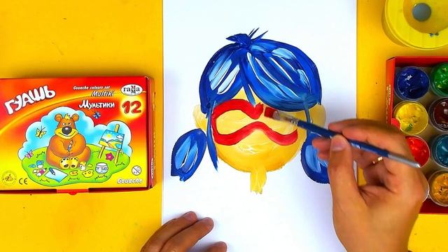 Как нарисовать Леди Баг из МУЛЬТИКА - рисуем КРАСКАМИ ГУАШЬ