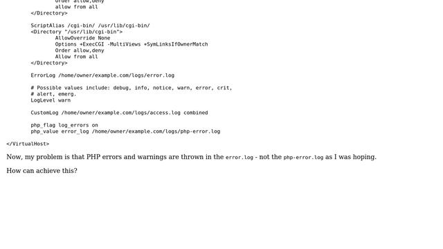 DevOps & SysAdmins: Apache Virtualhosts with PHP and custom logs - how to isolate PHP errors? смотреть онлайн