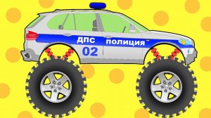 АВТО Раскраска - Полицейская машинка МОНСТР ТРАК. Учим цвета и цифры