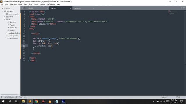 Pyramid stars pattern in javascript using for loop | Heeman смотреть онлайн