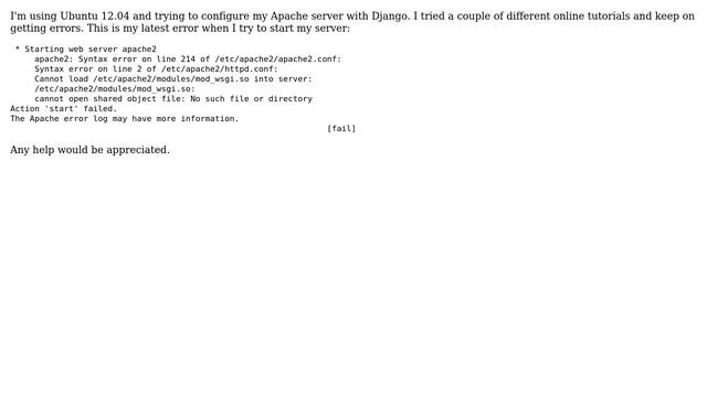 Ubuntu: Apache, Django and mod_wsgi смотреть онлайн
