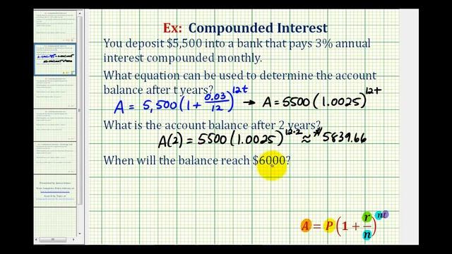 Ex 2: Compounded Interest with Logarithms смотреть онлайн