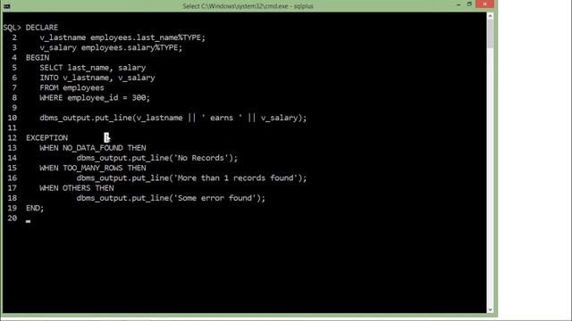 Oracle - PL/SQL - Exception Handling смотреть онлайн