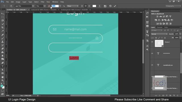 UI Design tutorial Step By Step in Photoshop | Mobile app login Page | Code and Design смотреть онлайн