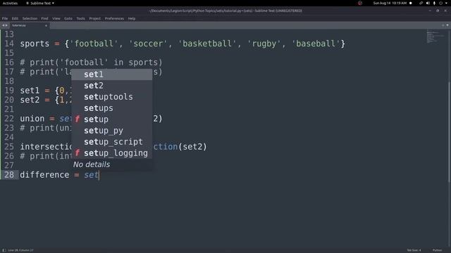Sets in Python смотреть онлайн