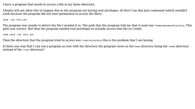 Ubuntu: Why does 'sudo java' change the user home directory to /root? смотреть онлайн