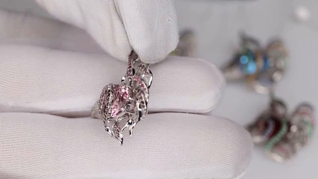 Подвеска из серебра с ситаллами и фианитами «Рыбка» смотреть онлайн