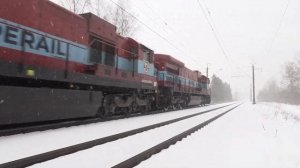 Полная мощность: Тепловозы Ц36-7и 3 / Full power: GE C36-7i's near Kehra station