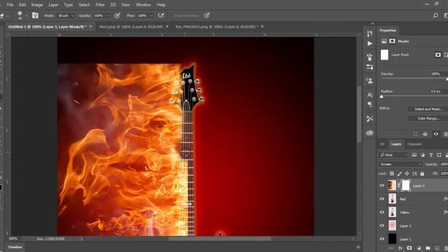 Fire effect in Photoshop (Fire on Guitar) смотреть онлайн