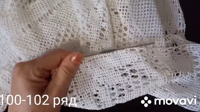 Скатерть крючком 100-102 ряд. Филейное вязание. смотреть онлайн