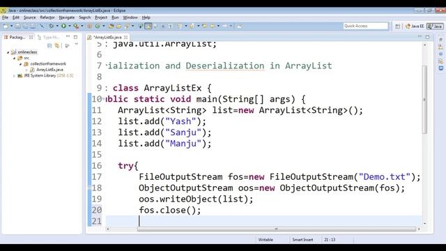 Serialize and Deserialize an ArrayList in Java | How to Serialize ArrayList in Java смотреть онлайн