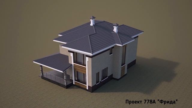Двухэтажный дом в стиле Райта 778А «Фрида", 232 м2, 3 мастер-спальни + кабинет на 1 этаже смотреть онлайн