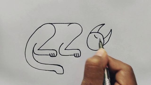 How to draw cat from number 226 | Easy cat drawing | Number drawing смотреть онлайн
