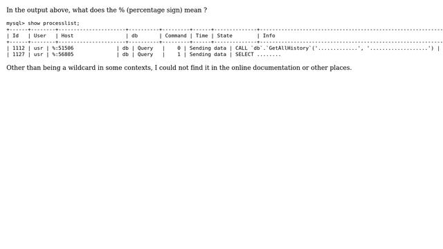 DevOps & SysAdmins: "show processlist;" output - percent sign смотреть онлайн