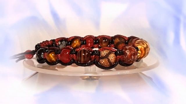 Браслет шамбала с бусинами Дзи. Натуральные камни