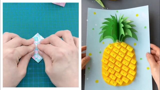 Paper pineapple and cute box / ORIGAMI / CRAFT / DIY / HANDMADE смотреть онлайн