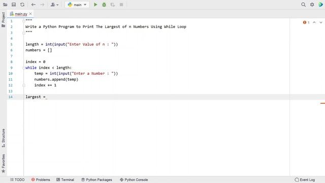 Write a Python Program to Print The Largest of n Numbers Using While Loop смотреть онлайн