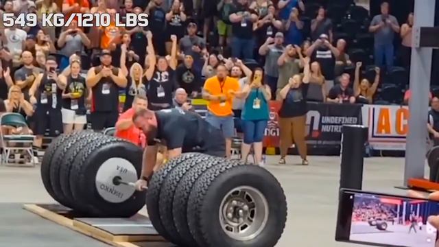 Oleksii Novikov 549 kg (1210 lbs) Tire Deadlift World Record смотреть онлайн