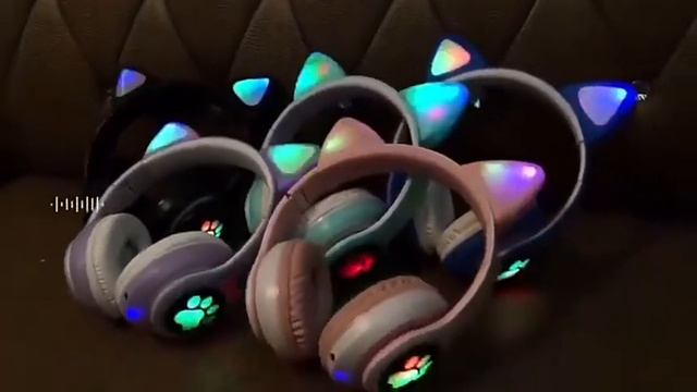 Wireless Headphones RGB light Cat Ear Cartoons Cat Paw Girls Gift Bluetooth Headset HIFI Stereo Bas смотреть онлайн