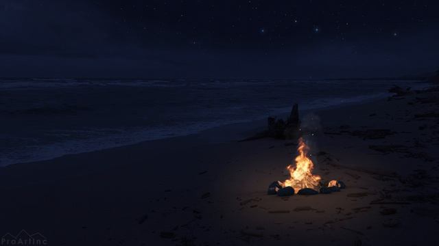 8HRS Night Campfire on Kauai Island Beach - 4K Nighttime Ambience of Ocean Waves & Crackling Fire # смотреть онлайн