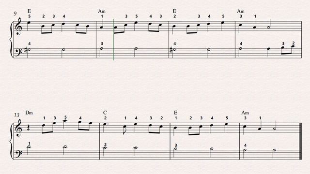 Korobeiniki - Tetris Theme - Easy Piano - Fingered sheet music смотреть онлайн