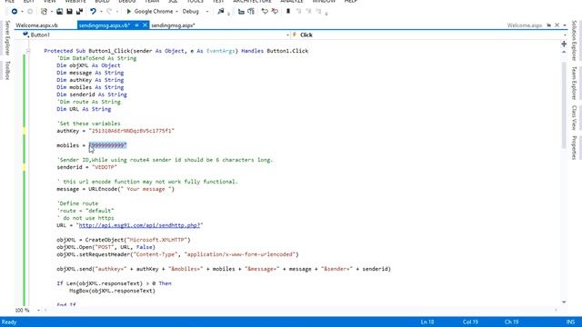 How to send sms / message in ASP.Net using VB Code. смотреть онлайн