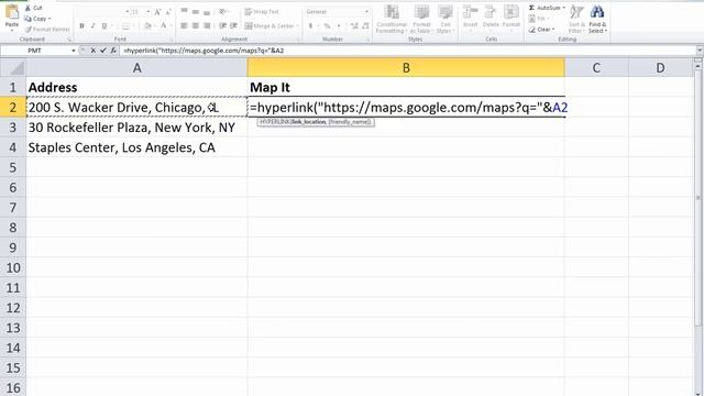 Excel Hyperlink with Google Maps смотреть онлайн