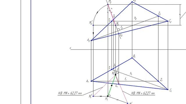 Начертательная геометрия, 1 курс. Проведение перпендикуляра к плоскости. смотреть онлайн