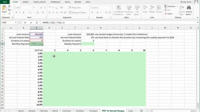 Excel: PMT Named Ranges смотреть онлайн