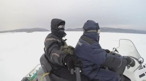 Нугушское водохранилище зимой. Снегоход.