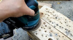 Аккумуляторный эксцентрик Makita DBO 180 Z (Макита в работе, эксцентриковая шлифмашинка 18V)