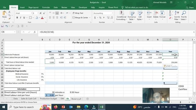 How to make Direct Labor budget from scratch by Excel sheetكيفية تصميم موازنه العماله المباشرة смотреть онлайн