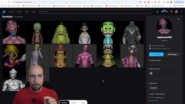 Arstation portfolio reviews and little warmup sculpting in Blender смотреть онлайн