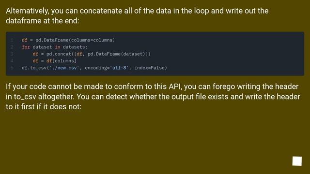 Writing single CSV header with pandas смотреть онлайн