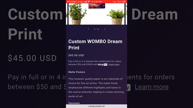 How to BUY PRINT in Dream by Wombo app? смотреть онлайн