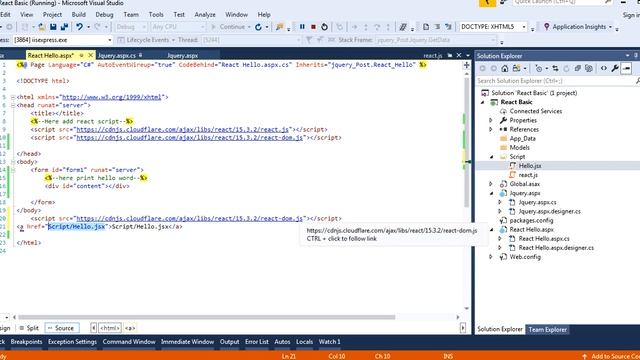 React Js basic "Hello Print" with ASP.Net Part 1(in HINDI). смотреть онлайн