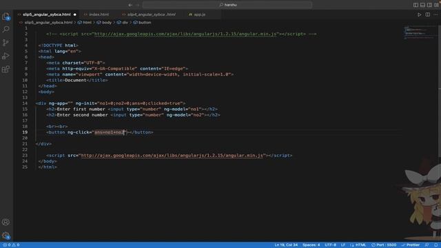 Write an AngularJS script for addition of two numbers using ng-init, ng-model & ng- bind. смотреть онлайн