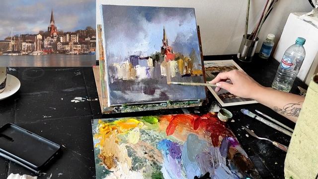 Мастер-класс по живописи. Пишем город маслом на холсте. Городской пейзаж маслом смотреть онлайн