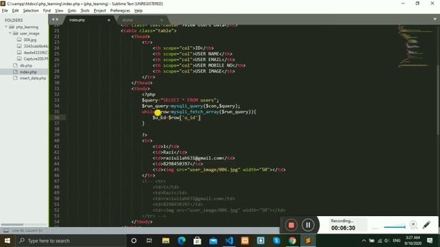 how to fetch data from database in php and display html table || web learning 2k20 смотреть онлайн
