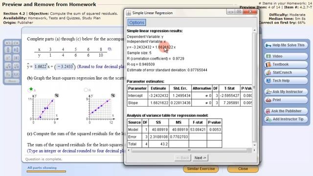 Least Squares Linear Regression StatCrunch смотреть онлайн