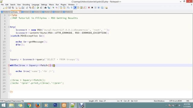 44 PHP Tutorial in Filipino Part 43 PDO Getting Results смотреть онлайн
