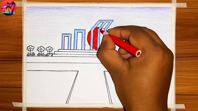 How to draw shohid minar drawing | shahid minar drawing | শহীদ মিনার আঁকানো । 21 February drawing смотреть онлайн
