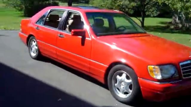 Mercedes S Class W140 S500 Red before AMG monoblock style 19 chrome hammer смотреть онлайн