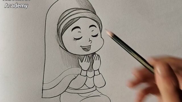 How to draw a Muslim Girl praying pencil sketch @haroonartacademy смотреть онлайн