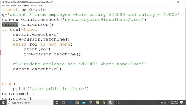 ORACLE DATABASE CONNECTIVITY IN PYTHON IN HINDI смотреть онлайн