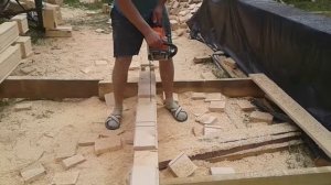 Запиливание профилированного бруса в чашу бензопилой