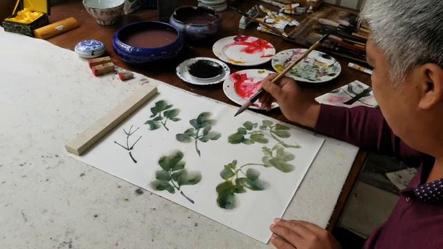 Peony Painting2 - Chinese Traditional Art 牡丹花的画法（二） 中国画 水墨画 смотреть онлайн