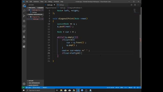 Diagonal Traversal of Tree | Optimized Iterative Implementation C++ | Trees #10 смотреть онлайн